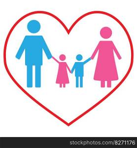 Love family concept banner. Happy family and couple with kids. Vector illustration. Love family concept banner