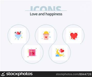 Love Flat Icon Pack 5 Icon Design. bleeding heart. popcorn. night. food. ice