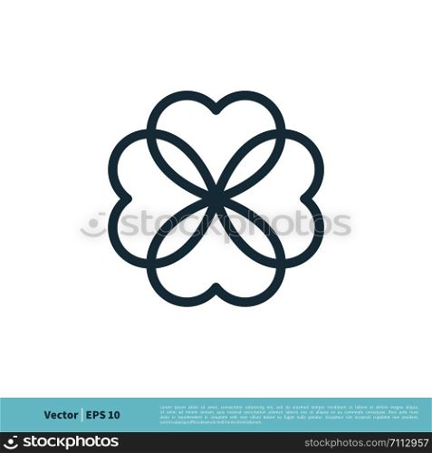 Love Flower Line Art Icon Vector Logo Template Illustration Design. Vector EPS 10.
