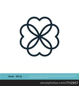Love Flower Line Art Icon Vector Logo Template Illustration Design. Vector EPS 10.