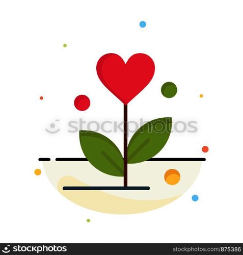Love, Flower, Wedding, Heart Abstract Flat Color Icon Template