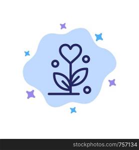 Love, Flower, Wedding, Heart Blue Icon on Abstract Cloud Background