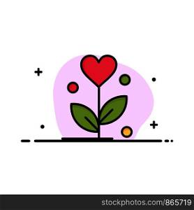 Love, Flower, Wedding, Heart Business Flat Line Filled Icon Vector Banner Template