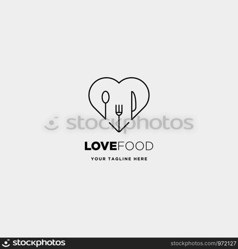 love food equipment simple line logo design template - vector. love food equipment simple line logo design template vector