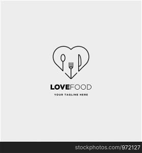 love food equipment simple line logo design template - vector. love food equipment simple line logo design template vector