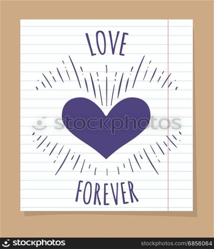 Love forever poster on linear page. Love forever poster on linear page, vector illustration