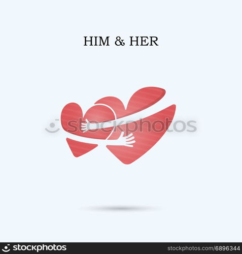 Love forever vector logo design template.Wedding logo.Bridegroom and Bride icon idea concept.Family sign.Love and Heart Care logo.Heart shape and healthcare & medical concept.Vector illustration