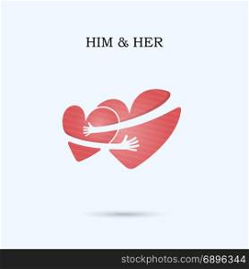 Love forever vector logo design template.Wedding logo.Bridegroom and Bride icon idea concept.Family sign.Love and Heart Care logo.Heart shape and healthcare & medical concept.Vector illustration