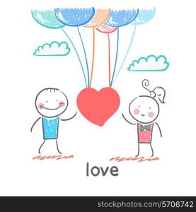 love. Fun cartoon style illustration. The situation of life.