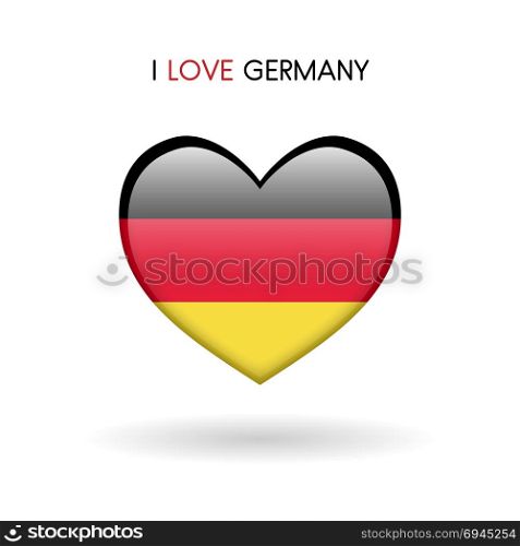 Love Germany symbol. Flag Heart Glossy icon on a white background. Love Germany symbol. Flag Heart Glossy icon on a white background isolated vector illustration eps10