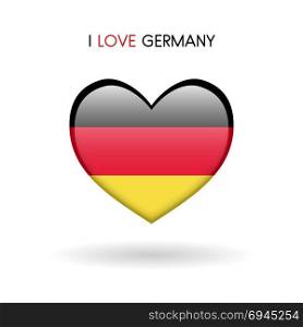 Love Germany symbol. Flag Heart Glossy icon on a white background. Love Germany symbol. Flag Heart Glossy icon on a white background isolated vector illustration eps10
