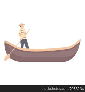 Love gondolier icon cartoon vector. Gondola boat. Italian travel. Love gondolier icon cartoon vector. Gondola boat