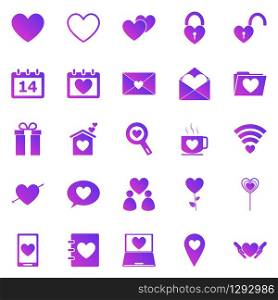 Love gradient icons on white background, stock vector