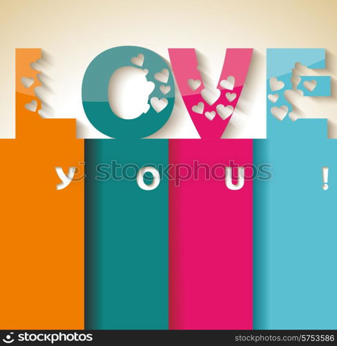 LOVE Happy Valentines day card, vector