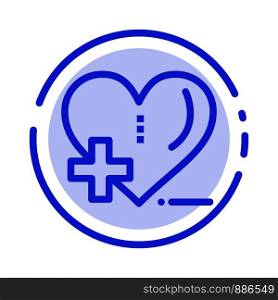 Love, HealthCare, Hospital, Heart Care Blue Dotted Line Line Icon