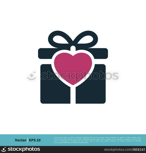 Love Heart and Gift Box Icon Vector Logo Template Illustration Design. Vector EPS 10.