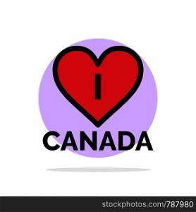 Love, Heart, Canada Abstract Circle Background Flat color Icon