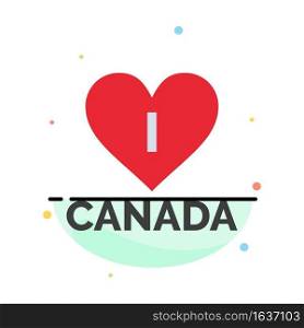 Love, Heart, Canada Abstract Flat Color Icon Template