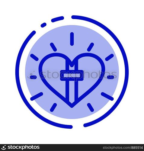 Love, Heart, Celebration, Christian, Easter Blue Dotted Line Line Icon