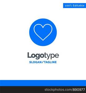 Love, Heart, Favorite, Crack Blue Solid Logo Template. Place for Tagline