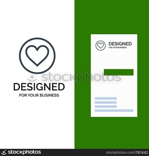 Love, Heart, Favorite, Crack Grey Logo Design and Business Card Template