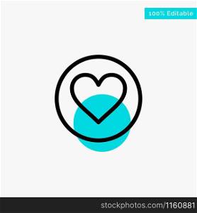 Love, Heart, Favorite, Crack turquoise highlight circle point Vector icon