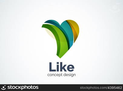 Love heart logo template, abstract elegant business icon, social like concept