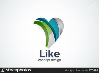 Love heart logo template, abstract elegant business icon, social like concept