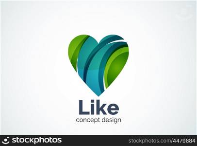 Love heart logo template, abstract elegant business icon, social like concept