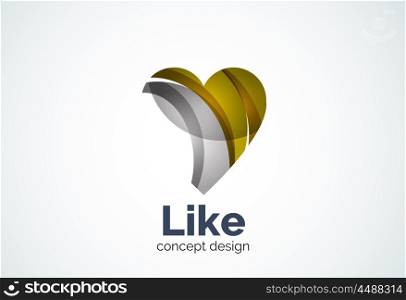 Love heart logo template, abstract elegant business icon, social like concept
