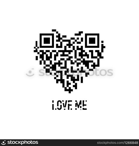 love heart qr code buy concept vector illustration