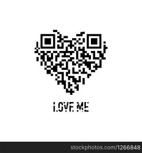 love heart qr code buy concept vector illustration