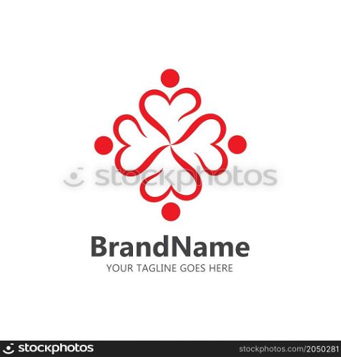 love heart red logo icon vector template