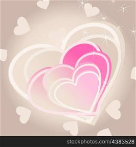 Love heart3. Pink heart on a grey background. A vector illustration