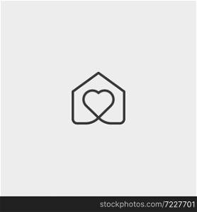 Love Home Symbol Simple Line Design Vector Illustration