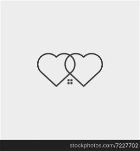Love Home Symbol Simple Line Design Vector Illustration
