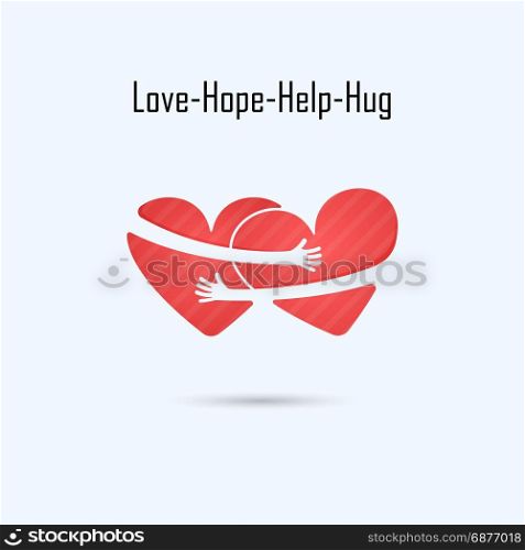 LOVE-HOPE-HELP-HUG vector logo design template.Aid & love icon.Wedding logo.Bridegroom & Bride icon idea concept.Family,man & woman,boy & girl,Boyfriend & girlfriend.Love & Heart Care logo.Heart shape and healthcare & medical concept.Vector illustration