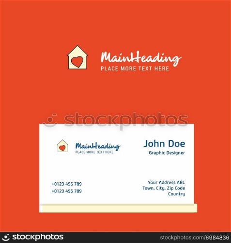 Love house logo Design with business card template. Elegant corporate identity. - Vector
