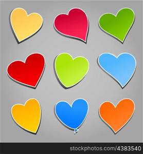 Love icon. Icons of hearts on a grey background. A vector illustration
