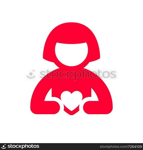 Love icon or Valentine&rsquo;s day sign designed for celebration. Red symbol isolated on white background, flat style.. Love icon or Valentine&rsquo;s day sign designed for celebration