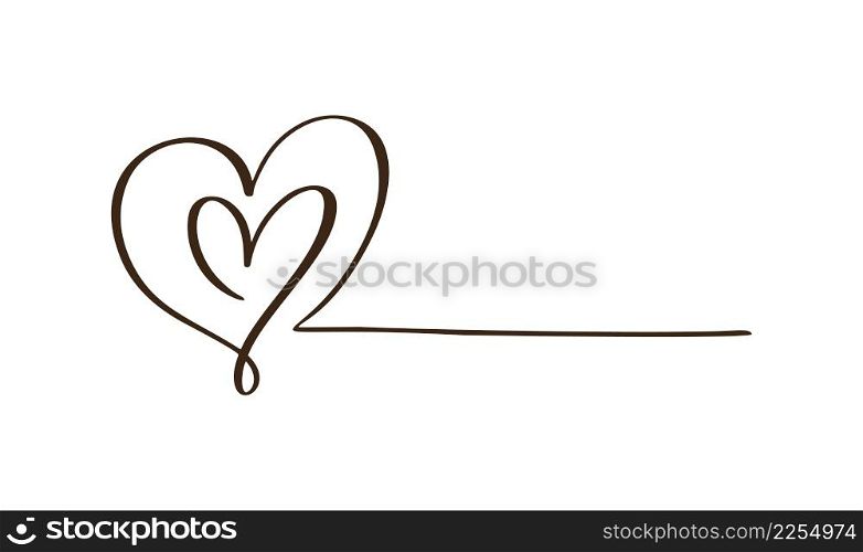 Love icon vector doodle two hearts and line for text. Hand drawn valentine day logo. Decor for greeting card, wedding, tag, photo overlay, t-shirt print, flyer, poster design.. Love icon vector doodle two hearts and line for text. Hand drawn valentine day logo. Decor for greeting card, wedding, tag, photo overlay, t-shirt print, flyer, poster design