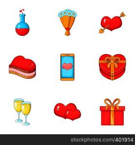 Love icons set. Cartoon illustration of 9 love vector icons for web. Love icons set, cartoon style