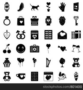 Love icons set. Simple style of 36 love vector icons for web isolated on white background. Love icons set, simple style