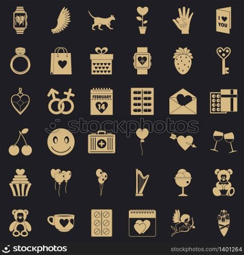 Love icons set. Simple style of 36 love vector icons for web for any design. Love icons set, simple style