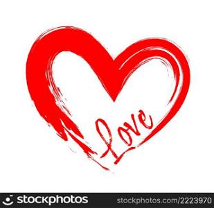 Love in heart shape. Hand draw brush style for valentines day. Vector iluustration.