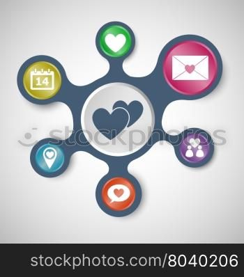 Love infographic templates with connected metaballs, stock vector
