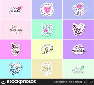 Love is in the Air  Valentine’s Day Typography and Graphic Design Stickers