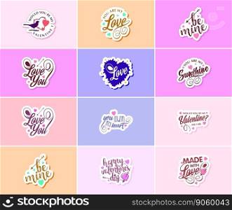 Love is in the Air  Valentine’s Day Typography and Graphic Design Stickers