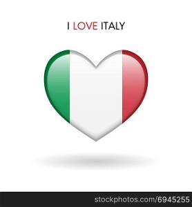 Love Italy symbol. Flag Heart Glossy icon on a white background. Love Italy symbol. Flag Heart Glossy icon on a white background isolated vector illustration eps10