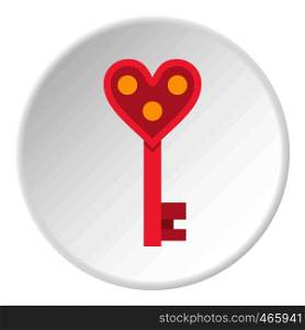 Love key icon in flat circle isolated on white vector illustration for web. Love key icon circle